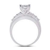 10kt White Gold Womens Princess Diamond Cluster Bridal Wedding Engagement Ring 1.00 Cttw