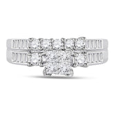 10kt White Gold Womens Princess Diamond Bridal Wedding Engagement Ring Band Set 1.00 Cttw - Size 5