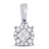 14kt White Gold Womens Princess Diamond Fashion Cluster Pendant 1/6 Cttw