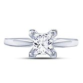 14kt White Gold Womens Princess Diamond Solitaire Certified Bridal Wedding Engagement Ring 1.00 Cttw