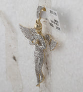 10kt Yellow Gold Mens Round Diamond Angel Wings Cherub Charm Pendant 1.00 Cttw