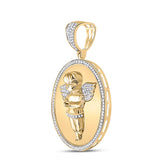 10kt Yellow Gold Mens Round Diamond Circle Angel Cherub Medallion Charm Pendant 1/2 Cttw