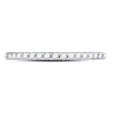 14kt White Gold Womens Round Diamond Slender Stackable Wedding Band 1/6 Cttw