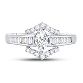 14kt White Gold Womens Marquise Diamond Solitaire Bridal Wedding Engagement Ring 3/4 Cttw