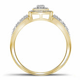 10kt Yellow Gold Womens Round Diamond Square Cluster Bridal Wedding Engagement Ring 1/6 Cttw