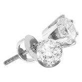 14kt White Gold Unisex Round Diamond Solitaire Stud Earrings 1.00 Cttw