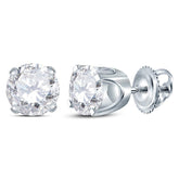 14kt White Gold Unisex Round Diamond Solitaire Stud Earrings 1.00 Cttw