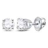 14kt White Gold Unisex Round Diamond Solitaire Stud Earrings 5/8 Cttw