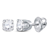 14kt White Gold Unisex Round Diamond Solitaire Stud Earrings 3/8 Cttw