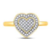 10kt Yellow Gold Womens Round Diamond Heart Ring 1/6 Cttw