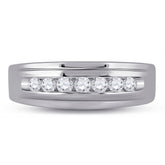 10kt White Gold Mens Round Diamond Wedding Band Ring 1/2 Cttw