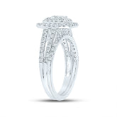 14kt White Gold Womens Princess Diamond Bridal Wedding Engagement Ring Band Set 1-1/2 Cttw