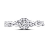 10kt White Gold Womens Round Diamond Solitaire Twist Woven Promise Bridal Ring 1/6 Cttw