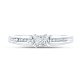 10kt White Gold Womens Princess Diamond Solitaire Promise Bridal Ring 1/6 Cttw