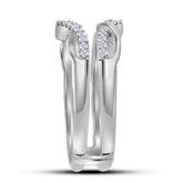 10kt White Gold Womens Round Diamond Wrap Ring Guard Enhancer Wedding Band 1/4 Cttw