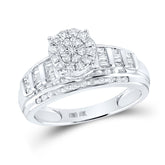 10kt White Gold Womens Round Diamond Cluster Bridal Wedding Engagement Ring 1/2 Cttw Size 8