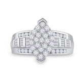 10kt White Gold Womens Round Diamond Oval Cluster Bridal Wedding Engagement Ring 1.00 Cttw