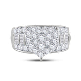 10kt White Gold Womens Round Diamond Heart Cluster Bridal Wedding Engagement Ring 2.00 Cttw