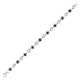 Sterling Silver Womens Round Lab-Created Blue Sapphire Tennis Bracelet 3-1/4 Cttw