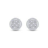 Sterling Silver Mens Round Diamond Cluster Earrings .03 Cttw