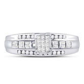 Sterling Silver Womens Princess Diamond Square Cluster Bridal Wedding Engagement Ring 1/3 Cttw