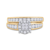 14kt Yellow Gold Womens Princess Diamond Bridal Wedding Engagement Ring Band Set 1.00 Cttw