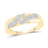 10kt Yellow Gold His & Hers Round Diamond Cluster Matching Bridal Wedding Ring Band Set 1/2 Cttw