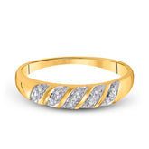 10kt Yellow Gold His & Hers Round Diamond Cluster Matching Bridal Wedding Ring Band Set 1/10 Cttw