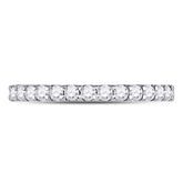 14kt White Gold Womens Round Diamond Single Row Machine-set Wedding Band 1/3 Cttw