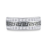 14kt White Gold Mens Round Diamond Double Row Grecco Greek Key Wedding Band 1.00 Cttw