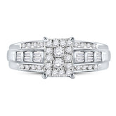 10kt White Gold Womens Round Diamond Cluster Bridal Wedding Engagement Ring 1/2 Cttw