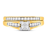 10kt Yellow Gold Womens Princess Diamond Bridal Wedding Engagement Ring Band Set 1/2 Cttw