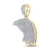 10kt Yellow Gold Mens Round Diamond Eagle Head Charm Pendant 1.00 Cttw