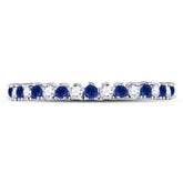 10kt White Gold Womens Round Blue Sapphire Modern Alternating Stackable Band Ring 1/5 Cttw