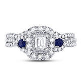 14kt White Gold Womens Emerald Diamond Bridal Wedding Engagement Ring Band Set 1.00 Cttw (Certified)