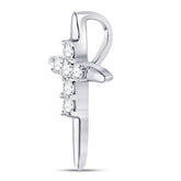 10kt White Gold Womens Round Diamond Religious Cross Pendant 1/10 Cttw