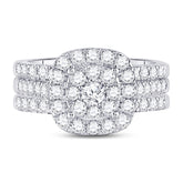 14kt White Gold Womens Round Diamond Bridal Wedding Engagement Ring Band Set 1-1/2 Cttw