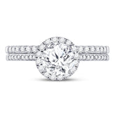 14kt White Gold Womens Round Diamond Bridal Wedding Engagement Ring Band Set 1-3/8 Cttw (Certified)