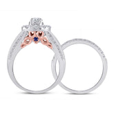 14kt Two-tone Gold Womens Round Diamond Bridal Wedding Engagement Ring Band Set 1-1/2 Cttw (Certified)