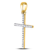 10kt Yellow Gold Womens Round Diamond Religious Cross Pendant 1/6 Cttw