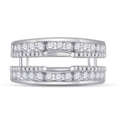 14kt White Gold Womens Round Diamond Wrap Ring Guard Enhancer 1.00 Cttw