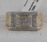 10kt Yellow Gold Mens Round Diamond Fashion Cluster Ring 1/2 Cttw