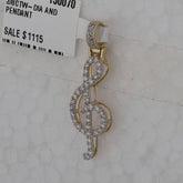 10kt Yellow Gold Womens Round Diamond Musical Fashion Pendant 3/8 Cttw