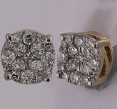 10kt Yellow Gold Womens Round Diamond Fashion Cluster Earrings 1/4 Cttw