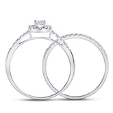 10kt White Gold Womens Round Diamond Bridal Wedding Engagement Ring Band Set 1/2 Cttw