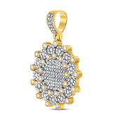 10kt Yellow Gold Mens Round Diamond Circle Charm Pendant 1.00 Cttw