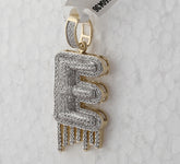 10kt Yellow Gold Mens Round Diamond ""E"" Letter Charm Pendant 3/4 Cttw