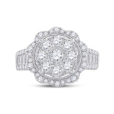 14kt White Gold Womens Round Diamond Right Hand Cluster Ring 1-5/8 Cttw