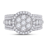 14kt Rose Gold Womens Round Diamond Cluster Bridal Wedding Engagement Ring 2.00 Cttw