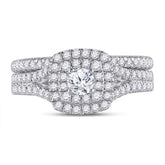 10kt White Gold Womens Round Diamond Bridal Wedding Engagement Ring Band Set 1.00 Cttw (Certified)